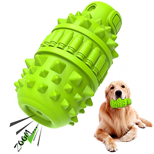 PIFFZEDO Natural Rubber Dog Toy for Large Medium Breed Aggressive Chewer Super Power Dog Chew Toys Squeaky Dog Birthday Toy Dog Toothbrush Interactive Tough Durable Dog Toys(Green,Large)