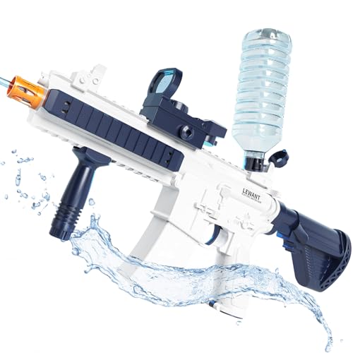 LEWANT Electric Water Gun, One-Button Automatic Squirt Guns up to 32 FT Range, 370CC-870CC Capacity Super Water Blaster for Swimming Pool Beach Party Games Outdoor Water Fighting - Blue