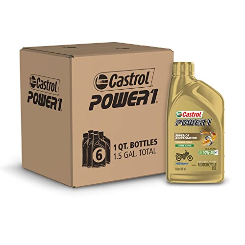 Castrol Power1 4T 10W-40 Full Synthetic Motorcycle Oil, 1 Quart, Pack of 6