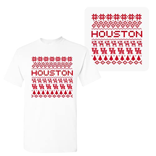 AS30 - Houston Cougars Holiday Ugly Sweater T Shirt - Large - White