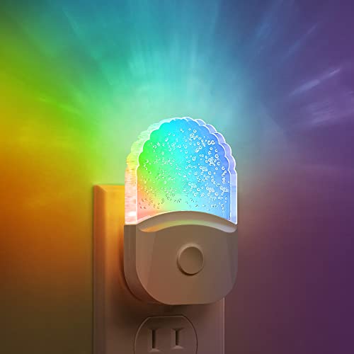 Night Lights Plug Into Wall [2 Pack], Color Changing Night Light for Kids, 8-Color RGB LED Nightlight with Dusk to Dawn Sensor for Bathroom Decor, Children Room, Gift