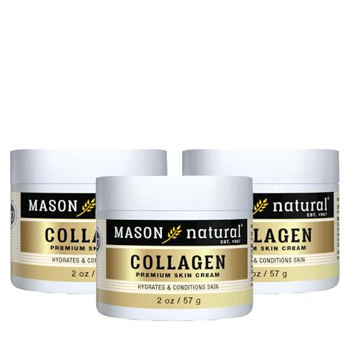 MASON NATURAL Collagen Premium Skin Cream - Anti-Aging Face and Body Moisturizer, Intense Skin Hydration and Firmness, Pear Scent, Paraben Free, 2 OZ (Pack of 3)