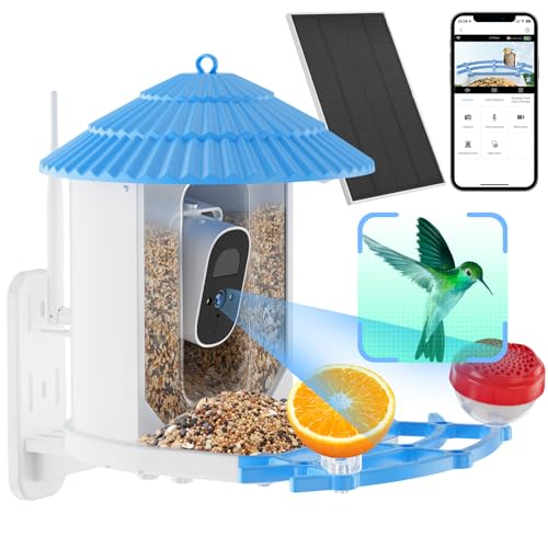 Smart Bird Feeder with Camera - Bird Watching Camera Solar Powered, 4K HD Auto Capture Bird Videos & Notify, Ideal Gift for Bird Lover and Families