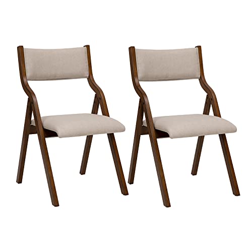 Ball & Cast Modern Folding Chairs Folding Dining Room Chairs Set of 2, 18' Seat Height, Taupe