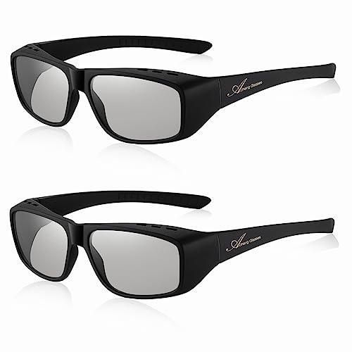 AoHeng Cinema Passive 3D Glasses for RealD 3D Movies,Large Frame,Clearer,Brighter(2 Pack)