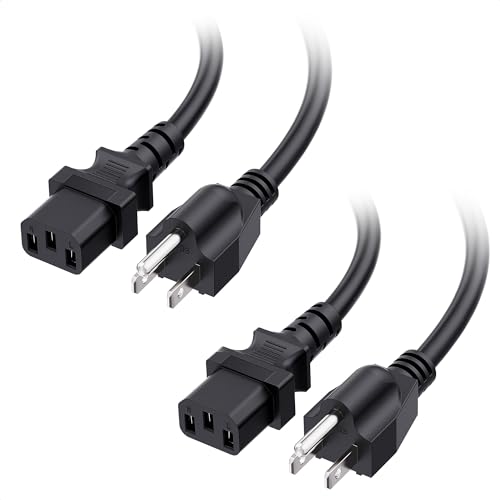 Cable Matters 2-Pack 13A 3 Prong TV Power Cord 10 ft, Computer Power Cord Replacement 16 AWG, PC Power Cable/Monitor Power Cord / 13 Amps AC Power Cord (NEMA 5-15P to IEC C13)