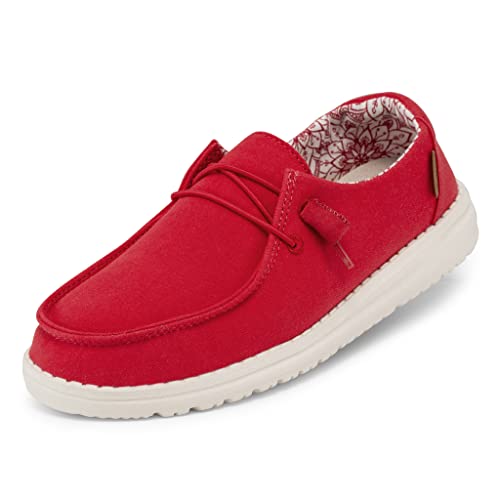 Hey Dude Women's Wendy Red Size 9 | Women’s Shoes | Women’s Lace Up Loafers | Comfortable & Light-Weight