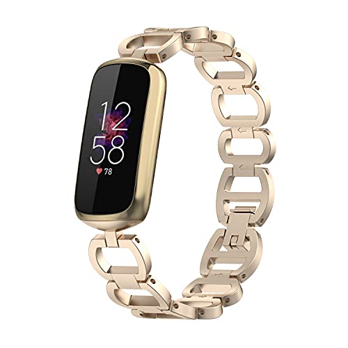 Compatible with Fitbit Luxe Band Adjustable Stainless Steel Parker Link Bracelet Replacement Wristbands Classy Dressy Straps for Luxe Accessories for Women Girls (Gold)