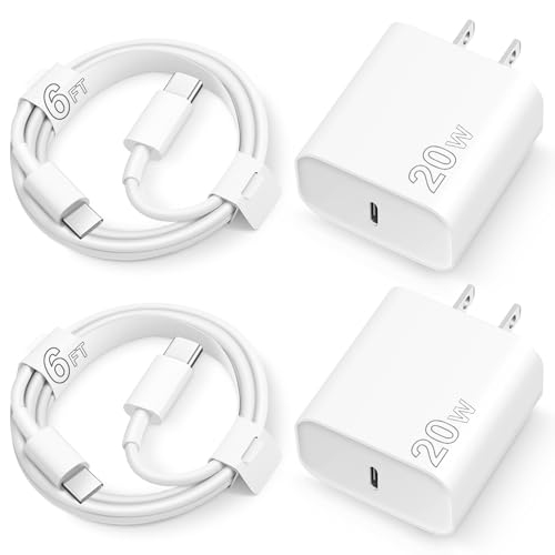 iPhone 15 Charger Fast Charging Type C Charger USB C Charger Block iPad Pro Charger with 2 Pack 6FT Cable for iPhone 15/15 Plus/15 Pro/15 Pro Max/iPad Pro/Mini/Air/Air4/AirPods/Samsung