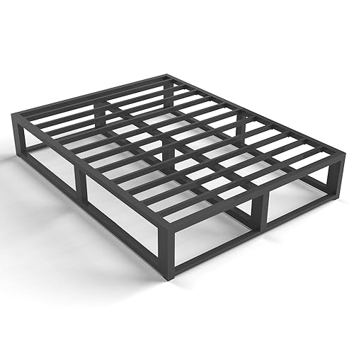 Bilily 10 Inch Queen Bed Frame with Steel Slat Support, Low Profile Queen Metal Platform Bed Frame Support Mattress Foundation, No Box Spring Needed/Easy Assembly/Noise Free