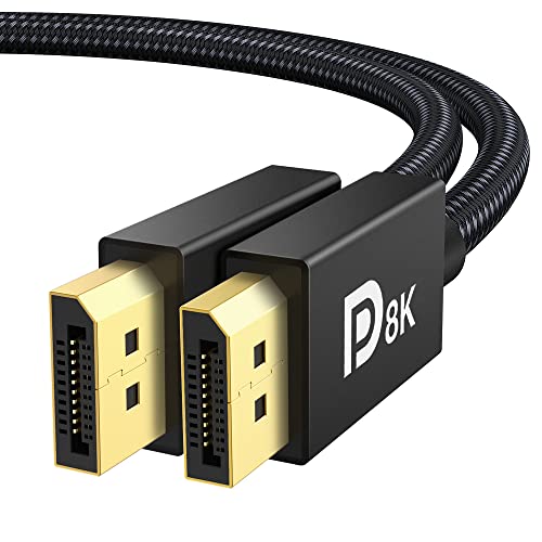 IVANKY 8K DisplayPort Cable 1.4, VESA Certified DP Cable 6.6ft (8K@60Hz, 4K@144Hz, 2K@240Hz)HBR3 Support 32.4Gbps, HDR, HDCP 2.2, FreeSync G-Sync, Braided Display Port for Gaming Monitor, Graphics, PC