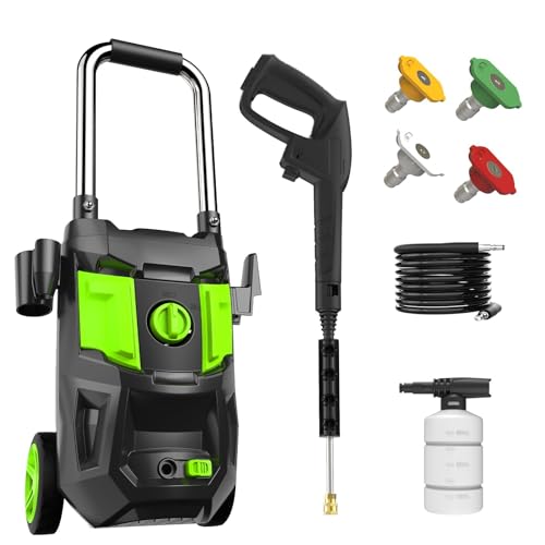 DECOKTOOL Electric Pressure Washer - 4000 PSI 2.8 GPM Electric Power Washer with 35FT Power Cord, 4 Different Nozzles, Soap Cannon for Car, Garden, Yard, House, Green