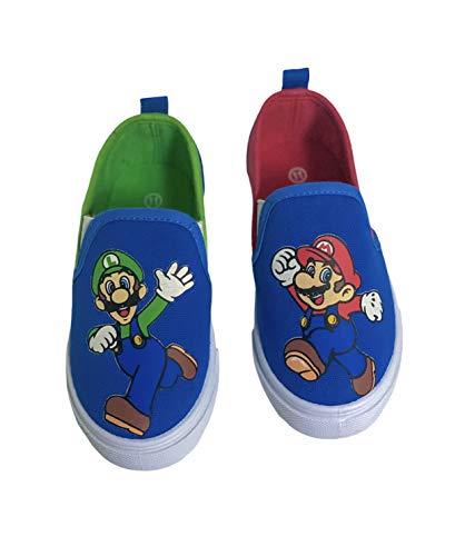 Super Mario Brothers Mario & Luigi Nintendo Slip On Sneakers (Numeric_11) Blue
