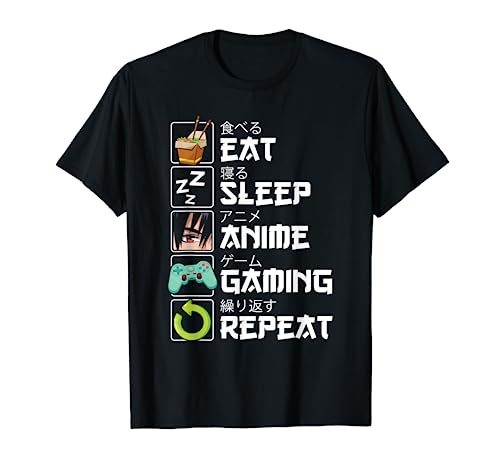 Eat Sleep Anime Gaming Repeat Kawaii Otaku Anime Manga T-Shirt