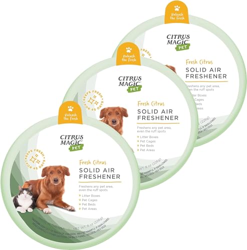 Citrus Magic Pet Odor Absorbing Solid Air Freshener for Home, Air Purifier, Fresh Citrus, Must have Pet Supplies, 8 Oz (Pack of 3)