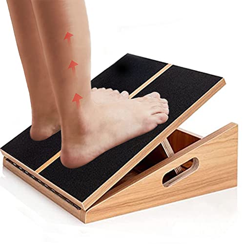 Slant Board for Calf Stretching Squats Calf Stretcher Incline Stretch Adjustable Wooden Wedge Footrest Professional for Knees Ankle Heel Feet Leg