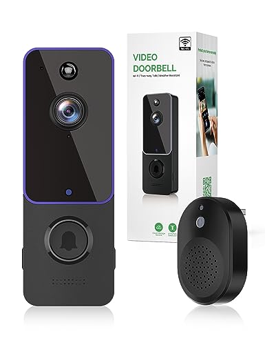BITEPASS Doorbell Camera Wireless, Smart Video Cam with Chime Ringer, AI Human Detection, Two Way Audio, HD Live View, Night Vision, 2.4G WiFi Only, Cloud Storage, Indoor Outdoor Surveillance
