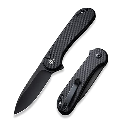 CIVIVI Elementum II Pocket Folding Knife, 2.96' Nitro-V Steel Blade G10 Handle Utility Knife with Deep Carry Pocket Clip for Camping Hiking Hunting C18062P-1