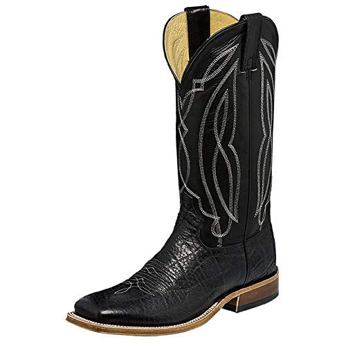 Tony Lama Men's Flat Black Cow w/Black Ranch Top Boots Black 13 EE