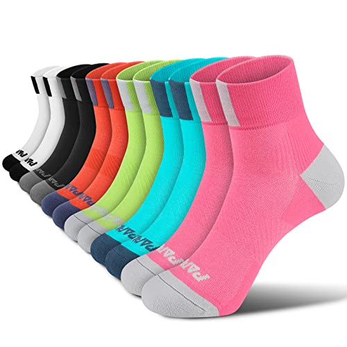 PAPLUS Ankle Compression Socks for Women 6 Pairs,Running Athletic Plantar Fasciitis Socks with Arch Support