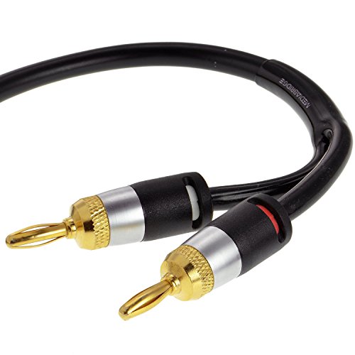 Mediabridge 12AWG Ultra Series Speaker Cable - Gold Plated Banana Tips (25 FT) - CL2 99.9% Oxygen Free - Black (SWT-12B-25B)