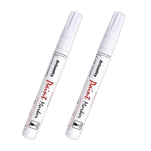 White Paint Pens marking pens Permanent Markers - 2 Pack Oil Based Waterproof Markers for Tire, Rubber,Wood, Rocks, Metal, Canvas,Plastic, Dark Surface,Craft Art Supplies,Medium Point
