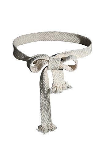 ByTheR Mens Braid Belt Cotton Adjustable Casual Gothic Rope Fashion Vintage Ivory