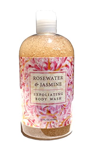 Greenwich Bay ROSEWATER JASMINE Exfoliating Body Wash for Women-Gentle Body Scrub Parabens Free -Sulphates Free-Blended with Loofah, Apricot Seed-Moisturizing Shea Butter -16 oz.