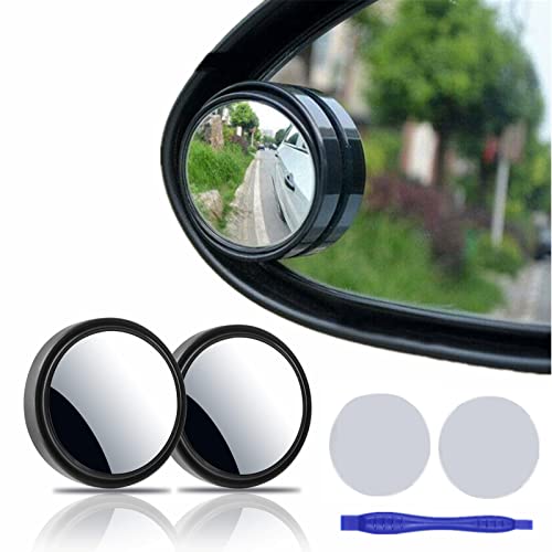 2 pcs Blind Spot Mirrors, 2' Round HD Glass Convex 360° Wide Angle Side Rear View Mirror with ABS Housing for Cars SUV and Trucks, Black, Pack of 2