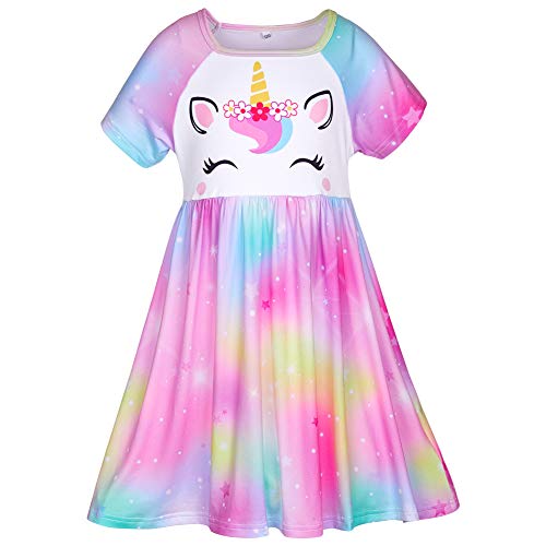 ICOSY Girls Nightgowns Unicorn Dress Pajamas for Toddler Girls Princess Nightgown Dress Unicorns Gifts for Girls