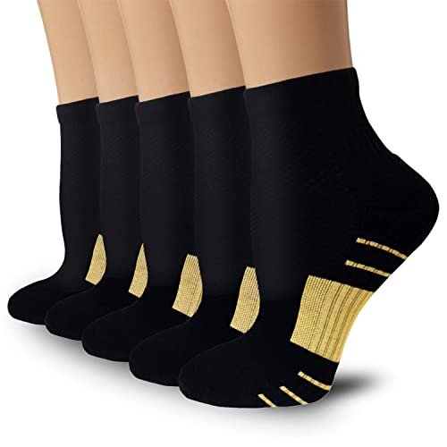 Copper Ankle Compression Socks for Women & Men - Plantar Fasciitis Arch Support Running Socks for Athletic Large-X-Large