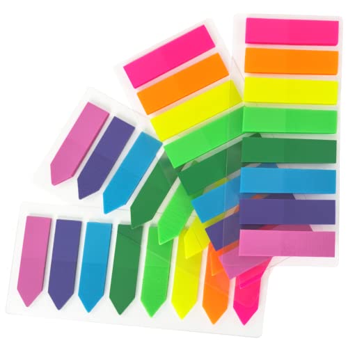 KICNIC Page Markers Colored Sticky Tabs 800 Pcs, Translucent Arrow Flags for Page Marking, Fluorescent Index Tab Stickers for Notebooks, Small Sticky Notes Flags [8 Colors, 4 Sets]