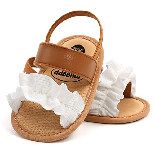 GDSDYM Infant Baby Girls Summer Sandals with Flower Soft Sole Newborn First Walker Crib Wedding Dress Shoes