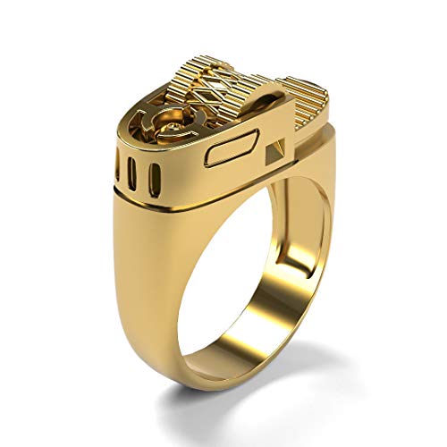 TTFS European and American punk style punk 14k gold plated fashion creative lighter style ring (GOLD, 6)