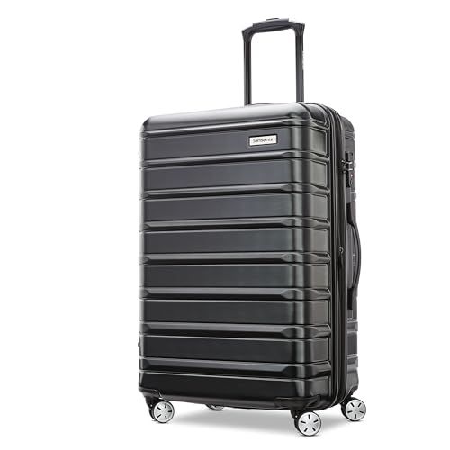 Samsonite Omni 2 Hardside Expandable Luggage with Spinner Wheels, Checked-Medium 24-Inch, Midnight Black