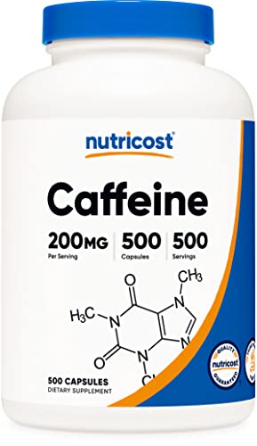 Nutricost Caffeine Pills, 200mg Per Serving (500 Caps)
