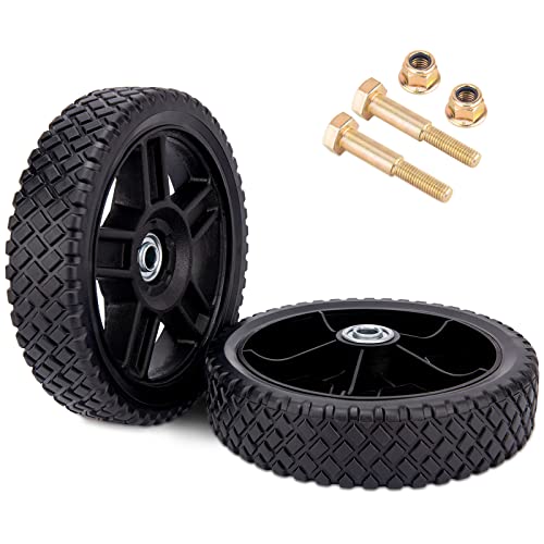 (2-pack) 8-Inch Lawn Mower Wheels Fits Most Standard push Lawn Mowers With Inner And Outer Bearings - Includes Bolts, Nuts (Also available in 6~14-inch wheels)