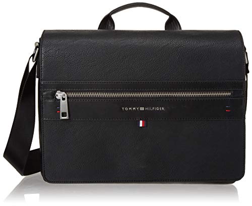 Tommy Hilfiger womens Tommy Hilfiger for Women Leo Messenger Bag, Pebble Black, One Size US