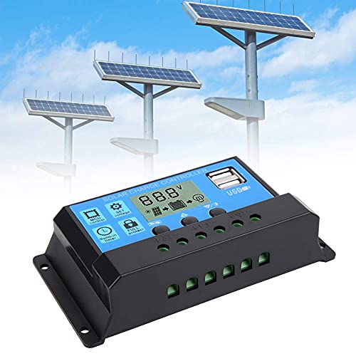 Solar Charging Regulator, Leftwei 12V 24V Automatic Portable Solar Panel Regulator, Solar Regulator, Blue Outdoor for Home