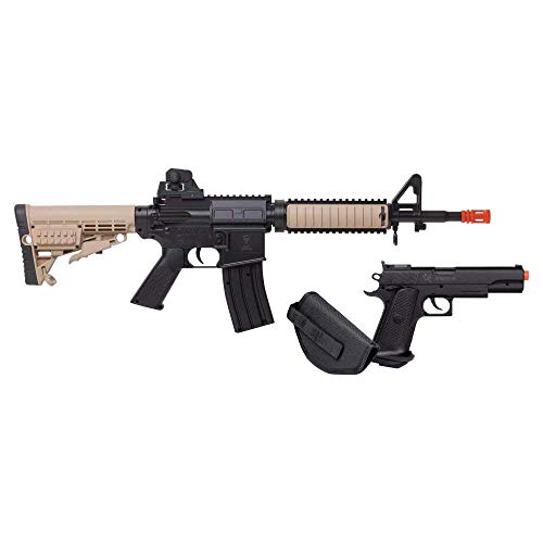 Game Face GFR37PKT Warrior Protection Spring-Powered Airsoft Rifle And Pistol Kit, Earth/Black