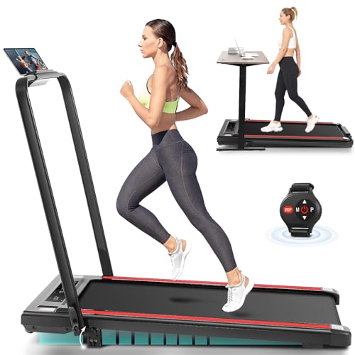 ANCHEER Walking PadTreadmill with Incline, 3 in 1 Under Desk Treadmill with Remote Control, 2.5HP Folding Treadmill for Home, Black-w-1