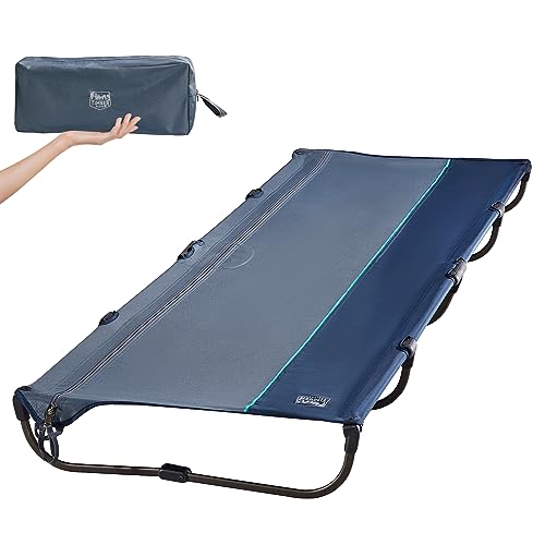 TIMBER RIDGE Lightweight Aluminum Camping Cot, 20-Second Quick Set-Up Folding Cot with Zipper Closure, Portable Carry Bag Included for Camping, Travel and Outdoors, Support up to 225lbs, Navy