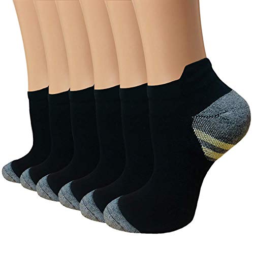 Copper Plantar Fasciitis Running Compression Socks for Men & Women –6 Pairs Arch Support Ankle Socks for Athletic&Travel
