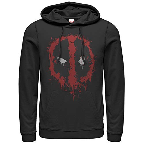 Marvel Men's Deadpool Splatter Icon Hoodie Sweatshirt, Black, Medium