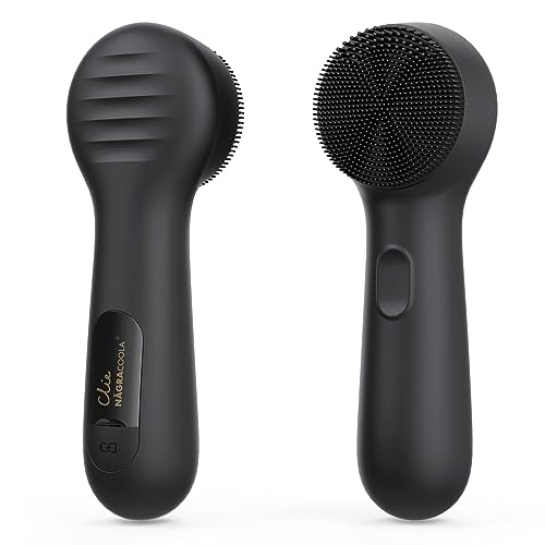Silicone Face Scrubber, NågraCoola CLIE 2.0 Facial Cleansing Brush, Rechargeable, Waterproof Face Scrub Brush for Cleansing, Exfoliating, Massaging, Electric Facial Exfoliator for Women & Men - Black
