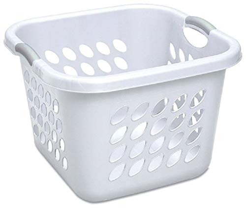 Sterilite 12178006 1.5 Bushel/ 53 Liter Ultra Square Laundry Basket, White Basket w/ Titanium Inserts, 6-Pack
