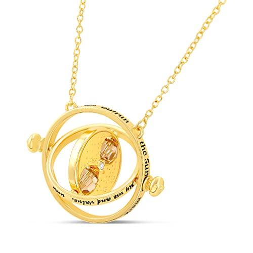 Harry Potter Jewelry - Hermione Time Travel Magical Hourglass Rotating Necklace, Time Turner, Flash Plated, 22'