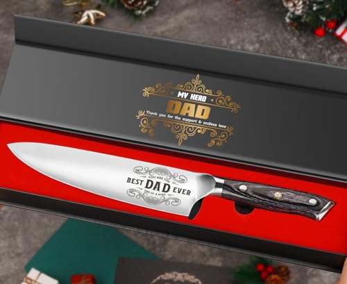 Funistree Gifts for Dad Men, Fathers Day Dads Gifts for Dad, Dad Birthday Gift from Daughter Son Kids, 8 inch Pro German 1.4116 Chef Knife, Kitchen Knife Gift Set for Best Dad Father