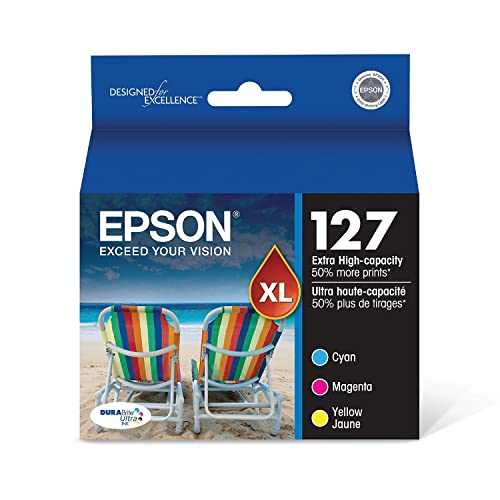 EPSON 127 DURABrite Ultra Ink Color Combo Pack For NX-530, NX-625, WF-3520, WF-3530, WF-3540, WF-545, WF-60, WF-630, WF-633, WF-635, WF-645, WF-7010, WF-7510, WF-7520, WF-840, WF-845