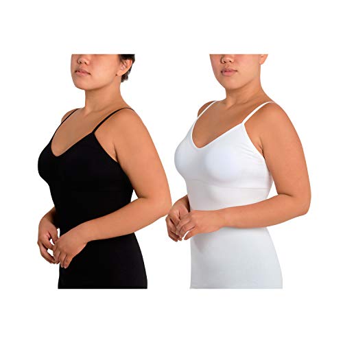 Skinnygirl Women's Scoop Neck Layering Camisole, 2-Pack (Black & White, Medium)